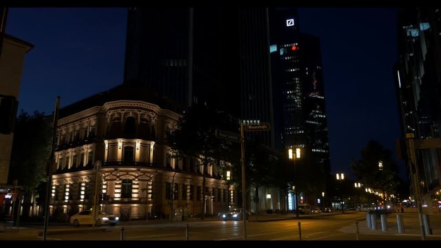 Frankfurt night and skyscrapers