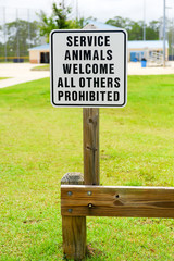 Service animals welcome sign
