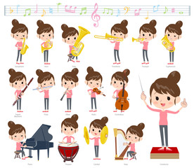 Bun hair mom Pants style_classic music