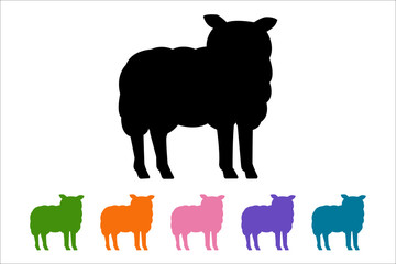 Sheep icon, black silhouette on white background