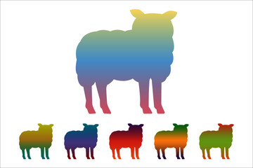 Sheep icon, gradient silhouette on white background