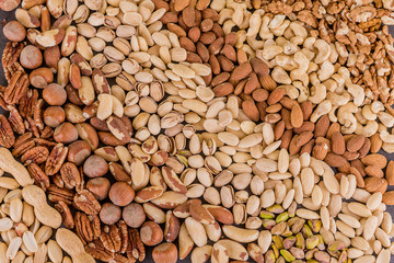 filled frame of variety mixture of nuts
