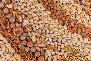 filled frame of variety mixture of nuts