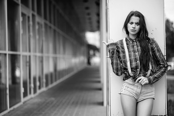 Obraz premium Girl in a clown makeup black and white