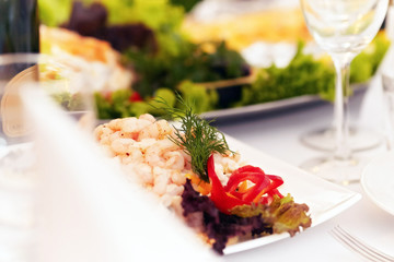 Close-up image of a festive table with different dishes. 