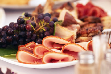 Close-up image of a festive table with different dishes. 