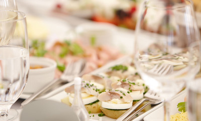 Close-up image of a festive table with different dishes. 