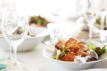 Close-up image of a festive table with different dishes. 