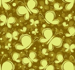 A seamless yellow background with butterflies.