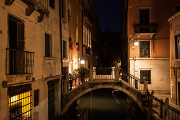 Obraz na płótnie Canvas Nightlife in old european city. Venice, Italy