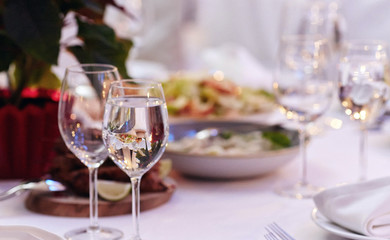 Close-up image of a festive table with different dishes. 