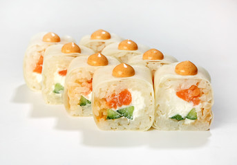 Rolls (salmon, cucumber, Philadelphia cheese, spice sauce)