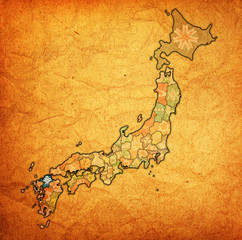 fukuoka prefecture on administration map of japan