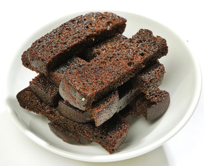 Snack croutons-fried rye bread with spices and salt