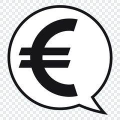 Euro symbol in speech bubble, vector icon