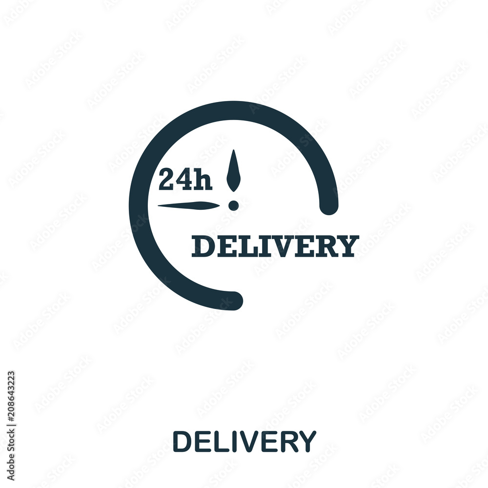 Poster delivery 24 icon. mobile apps, printing and more usage. simple element sing. monochrome delivery ico