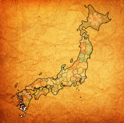kagoshima prefecture on administration map of japan