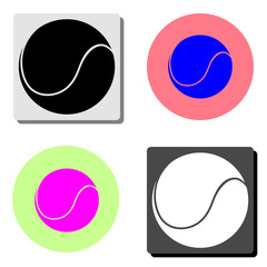 tennis ball. simple flat vector icon illustration on four different color backgrounds
