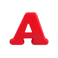letter A uppercase alphabet plastic on white background with Clipping path