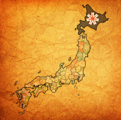 hokkaido prefecture on administration map of japan