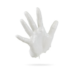 Obraz premium hand of death ghost, devil hand, demon skin, halloween theme, white background, stop gesture