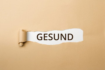 GESUND Schriftzug - aufgerissenes Papier