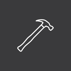 thin hammer icon on dark background