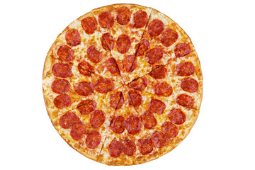 fresh italian classic original pepperoni pizza isolated on white background - 208646284