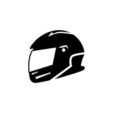Motorcycle helmet. Racing helmet icon. Isolated vector illustration.