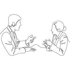 Man and woman discussion One line conversation
