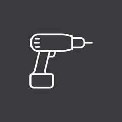 line electric screwdriver icon on dark background