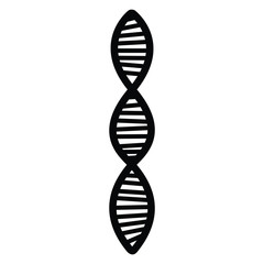 A black and white silhouette of a strand of DNA