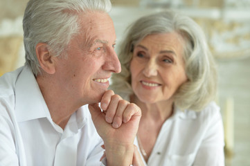 close up portrait of happy mature couple