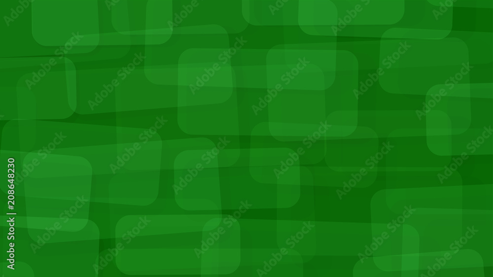 Wall mural abstract background of translucent rectangles with rounded corners in green colors