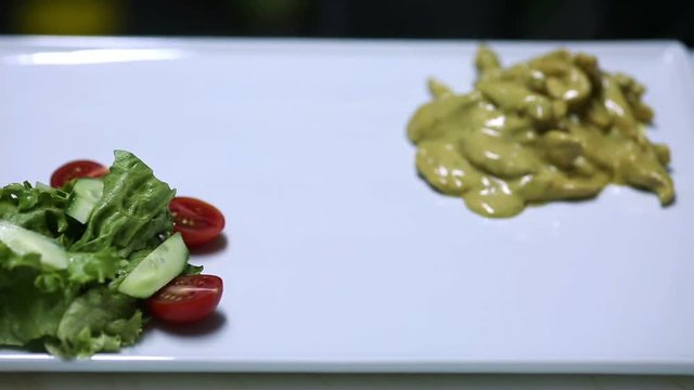 Cheff Preparing Chicken Curry Plate