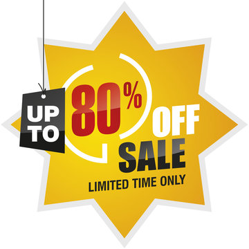 80 percent off summer sale yellow red black label icon