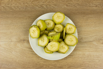 Sweet bananas on a plate. Vitamin Summer food