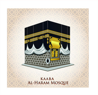 kaaba mosque isolated white. (holy mecca building moslem, for hajj, fitr, adha, kareem). suitable for card, printing material, gift, banner sticker and other. easy to modify