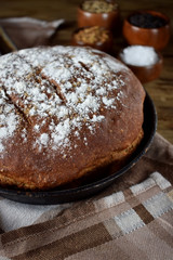 Round rye bread sprinkled with flour