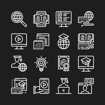 Online education line icons. Modern graphic elements, simple outline thin line design symbols collection. Pixel perfect. Vector icons set