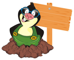 mole, animal, blind, burrow, claws, dig, underground, earth, soil, banner, clean, wooden
