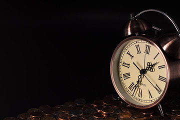 Retro alarm clock with coins 