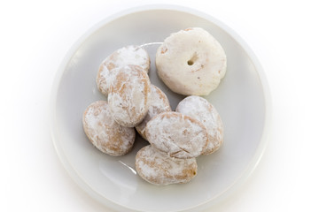 Polvorones typical spansih on white background