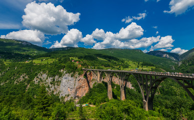 Panoramic view of the  Djurdjevic bridge above Tara river, Montenegro.