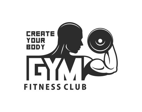 Gym Logo Template Bodybuilding And Fitness Club Monochrome Style Isolated On White Background Stock Vector Adobe Stock
