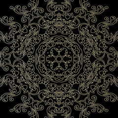 Vector baroque ornament in Victorian style. Ornate element for design. Lacy pattern on a black background