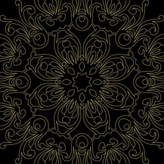 Vector baroque ornament in Victorian style. Ornate element for design. Lacy pattern on a black background