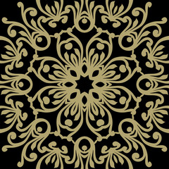 Vector baroque ornament in Victorian style. Ornate element for design. Lacy pattern on a black background