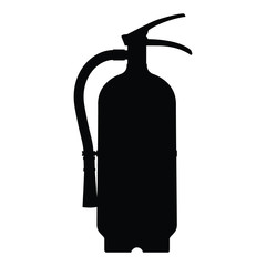 A black and white silhouette of a fire extinguisher 