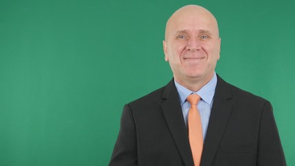 Businessman Image Smiling Happy With Green Screen in Background